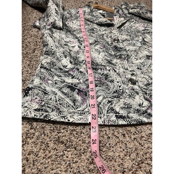 Chico's Purple Pretty Print Beaded Silk Blend Parmenia Women Jacket Size 1 - Picture 10 of 10